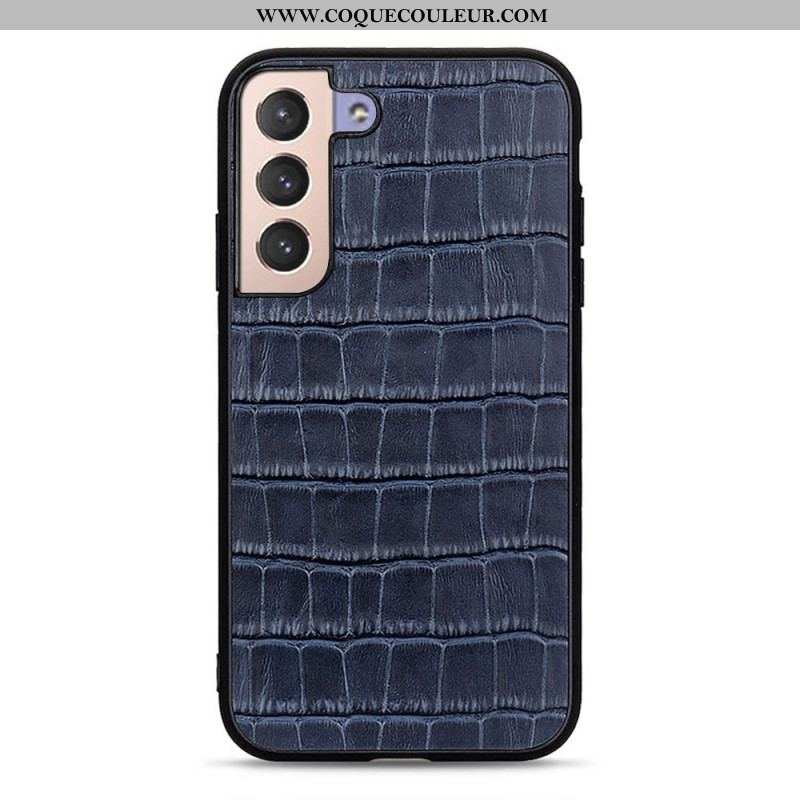 Coque Samsung Galaxy S22 5G Véritable Cuir Texture Crocodile