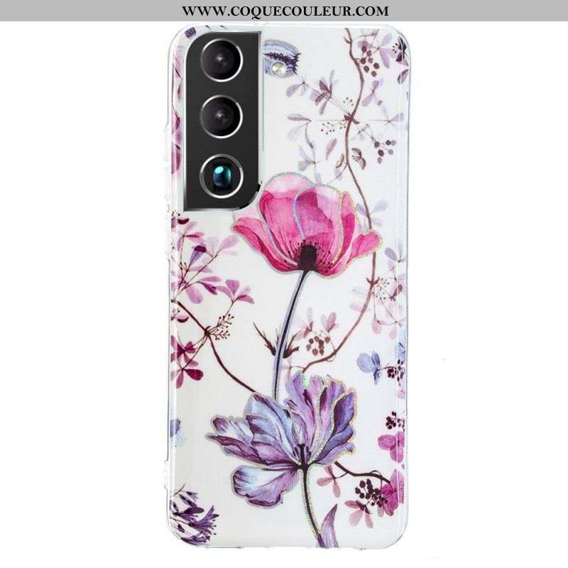 Coque Samsung Galaxy S22 5G Marbrée Fleurs