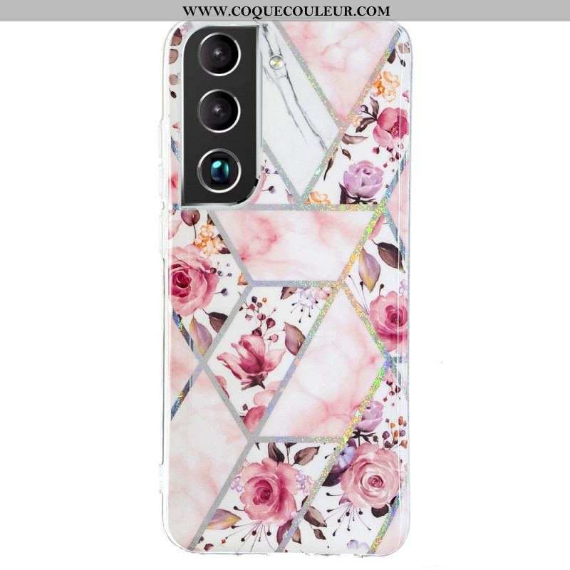 Coque Samsung Galaxy S22 5G Marbrée Fleurs