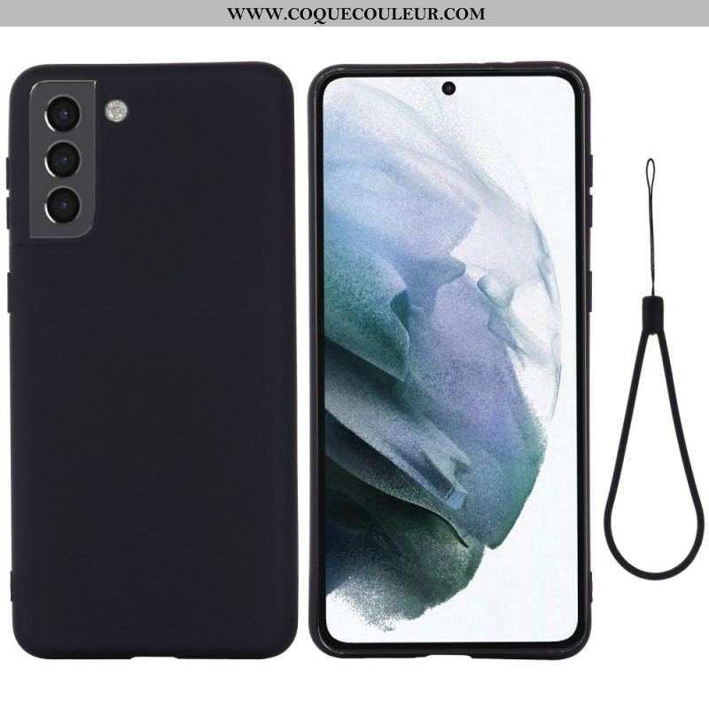 Coque Samsung Galaxy S22 Plus 5G Silicone Liquide avec Lanière