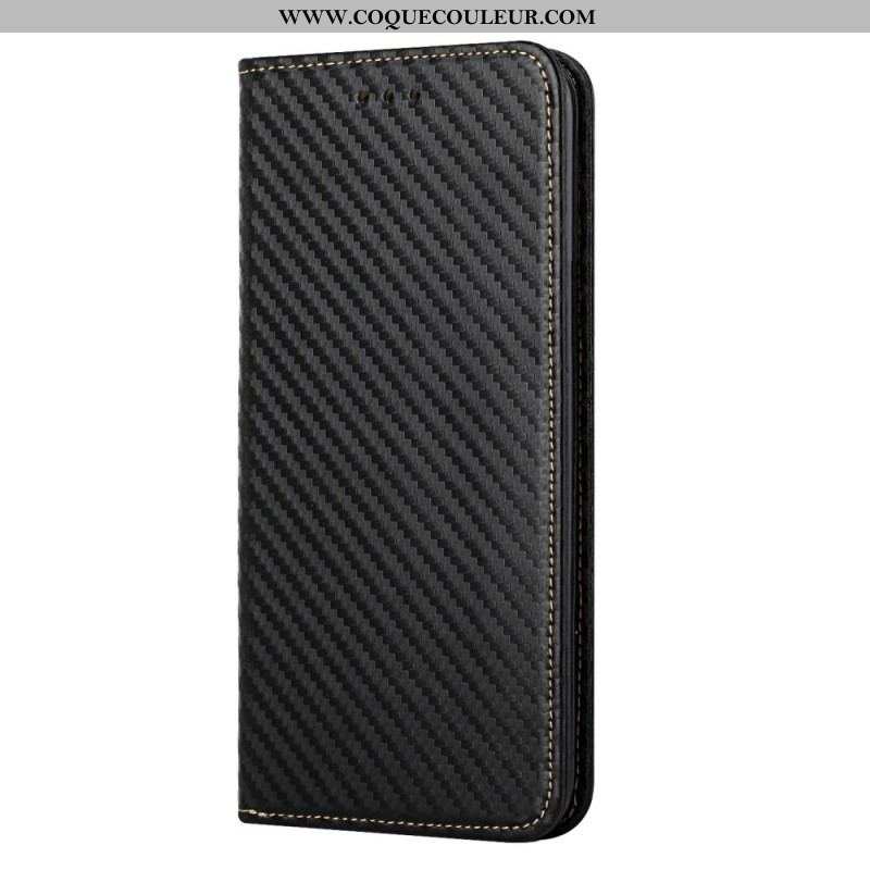 Flip Cover Samsung Galaxy S22 Ultra 5G Fibre Carbone à Lanière