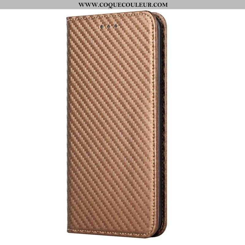 Flip Cover Samsung Galaxy S22 Ultra 5G Fibre Carbone à Lanière