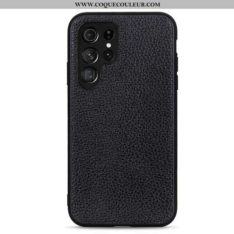 Coque Samsung Galaxy S22 Ultra 5G Véritable Cuir Litchi