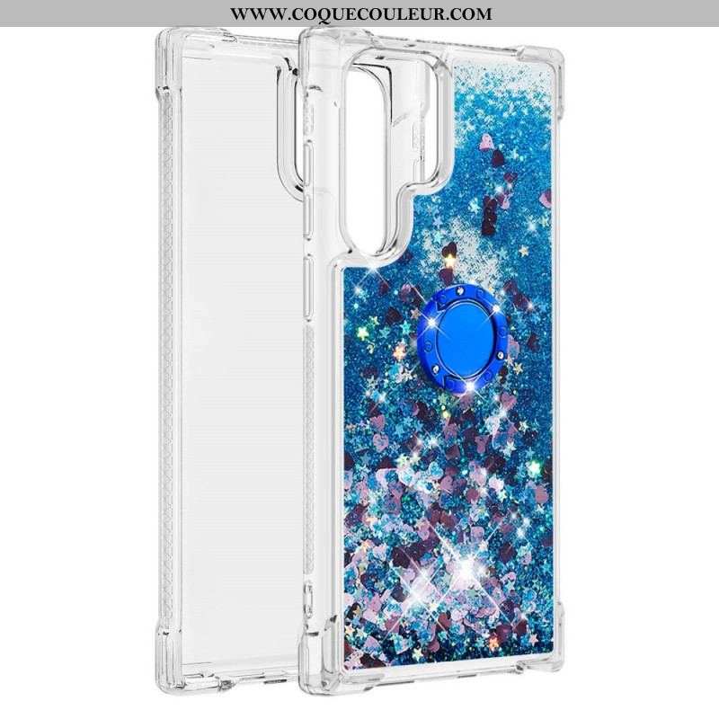 Coque Samsung Galaxy S22 Ultra 5G Paillettes Anneau-Support