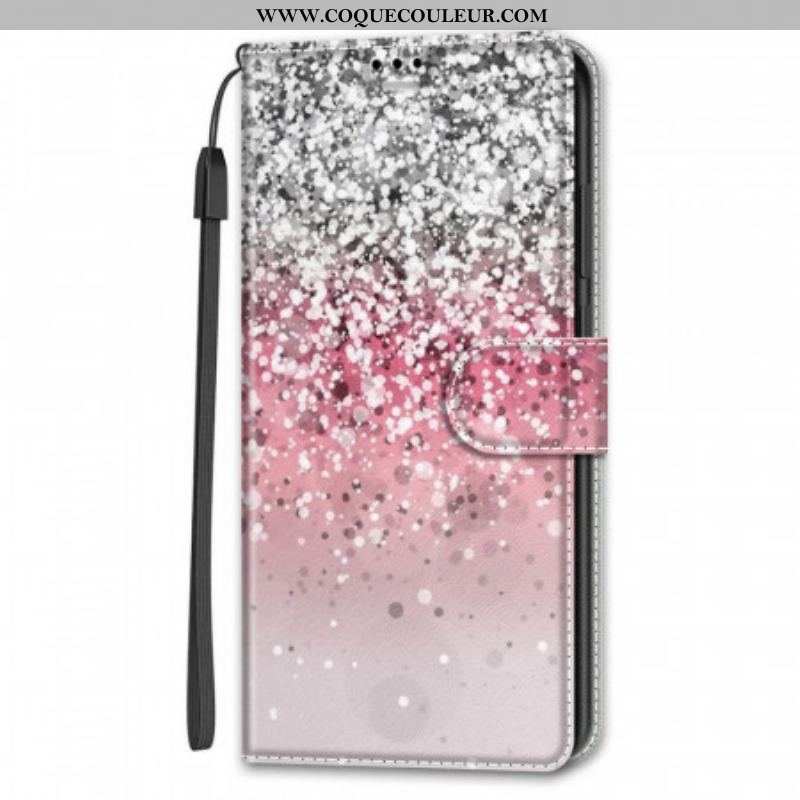 Housse Samsung Galaxy S22 Ultra 5G Paillettes avec Lanière