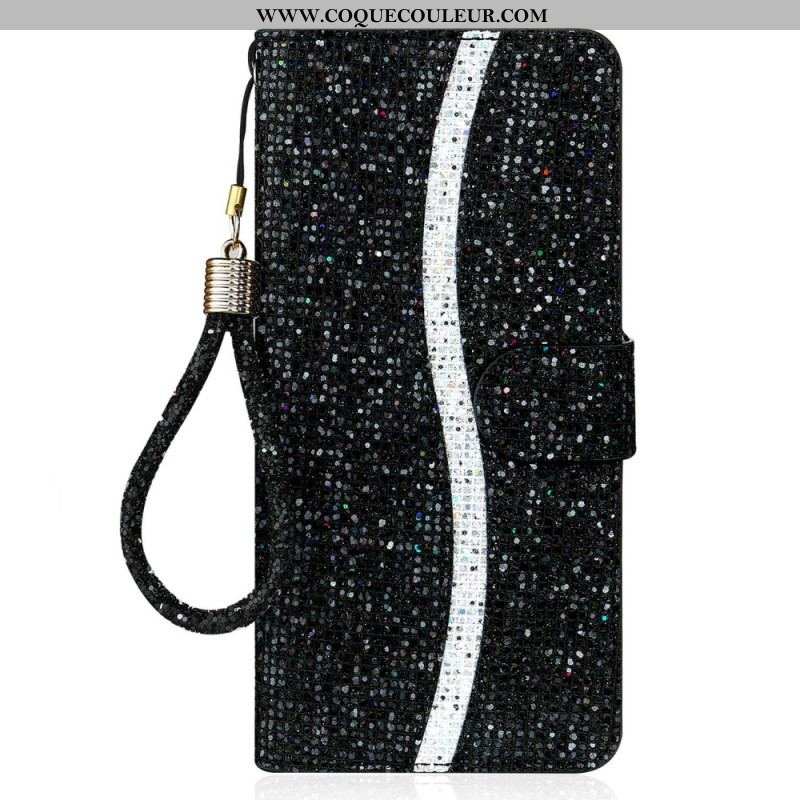 Housse Samsung Galaxy S23 5G Paillettes à Lanière