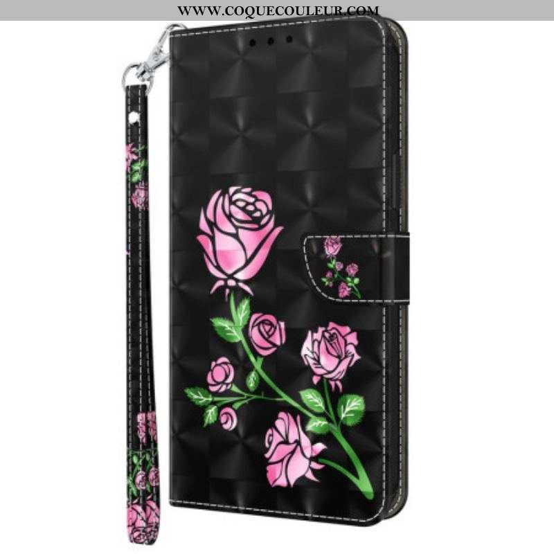 Housse Samsung Galaxy S23 5G Rose Graphique à Lanière