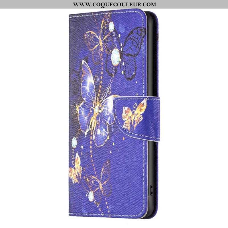 Housse Samsung Galaxy S23 5G Papillons Dorés