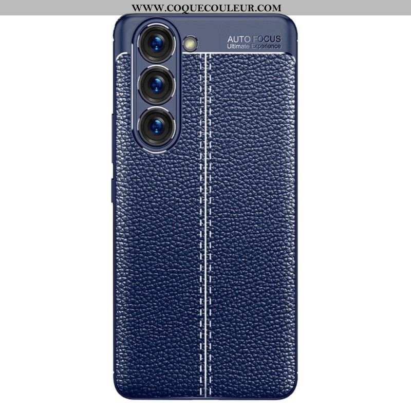 Coque Samsung Galaxy S23 5G Effet Cuir Litchi Double Line