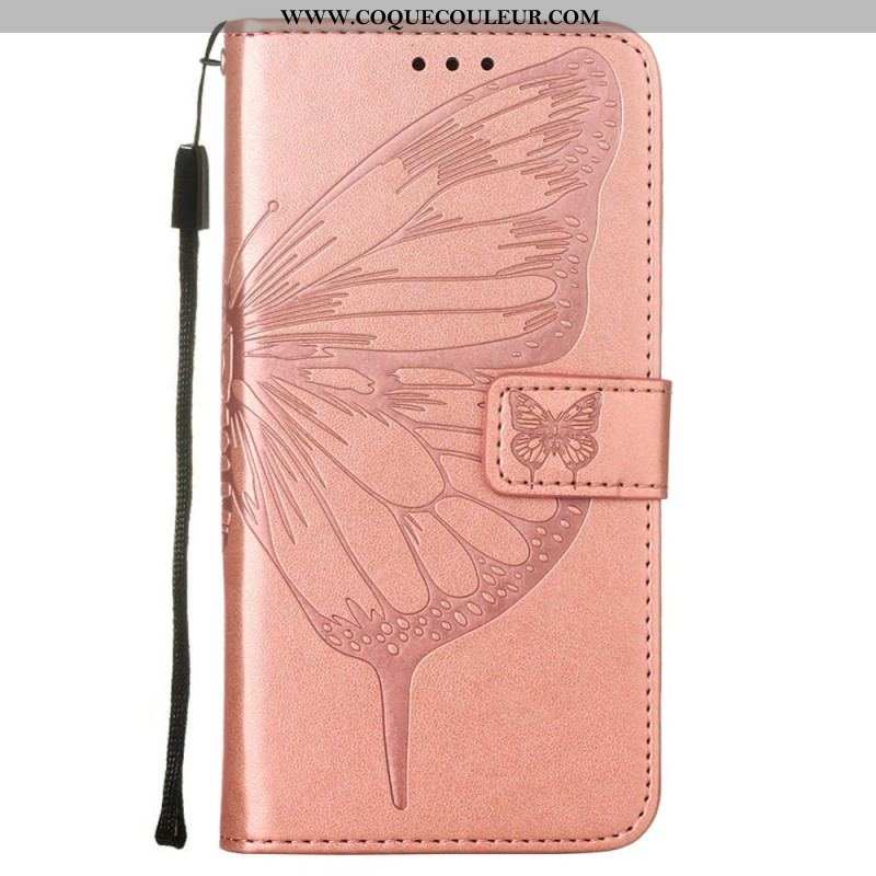 Housse Samsung Galaxy S23 Plus 5G Papillon Baroque à Lanière