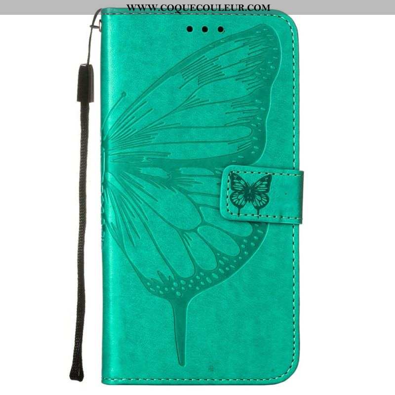 Housse Samsung Galaxy S23 Plus 5G Papillon Baroque à Lanière