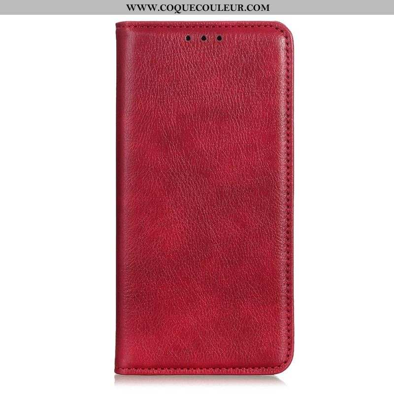 Flip Cover Samsung Galaxy S23 5G Cuir Fendu Litchi