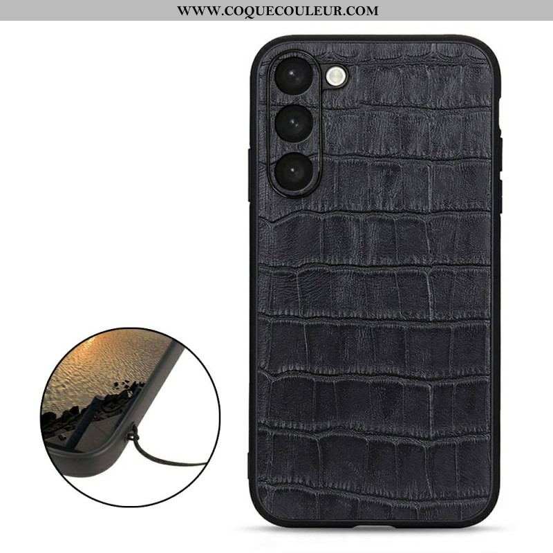 Coque Samsung Galaxy S23 Plus 5G Véritable Cuir Style Crocodile