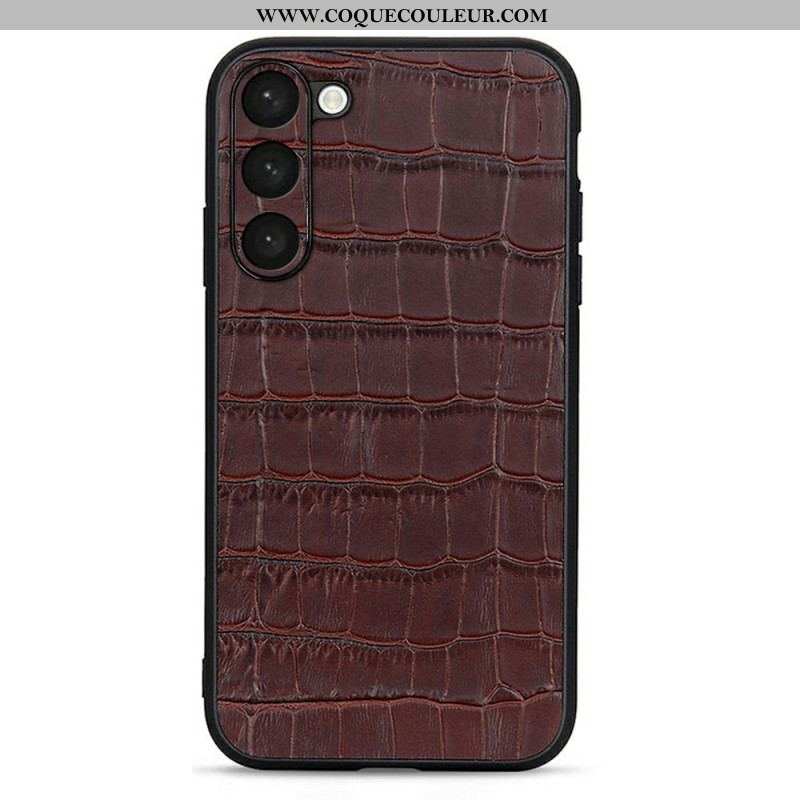 Coque Samsung Galaxy S23 Plus 5G Véritable Cuir Style Crocodile