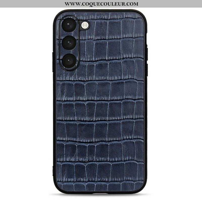 Coque Samsung Galaxy S23 Plus 5G Véritable Cuir Style Crocodile