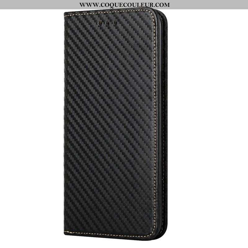 Flip Cover Samsung Galaxy S23 Plus 5G Style Fibre Carbone à Lanière