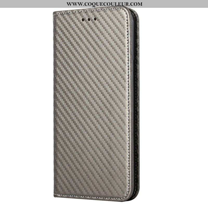 Flip Cover Samsung Galaxy S23 Plus 5G Style Fibre Carbone à Lanière