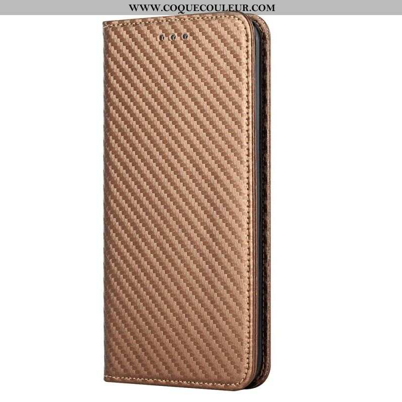 Flip Cover Samsung Galaxy S23 Plus 5G Style Fibre Carbone à Lanière