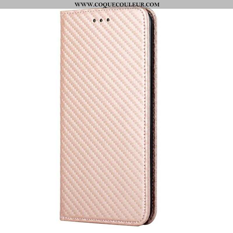 Flip Cover Samsung Galaxy S23 Plus 5G Style Fibre Carbone à Lanière