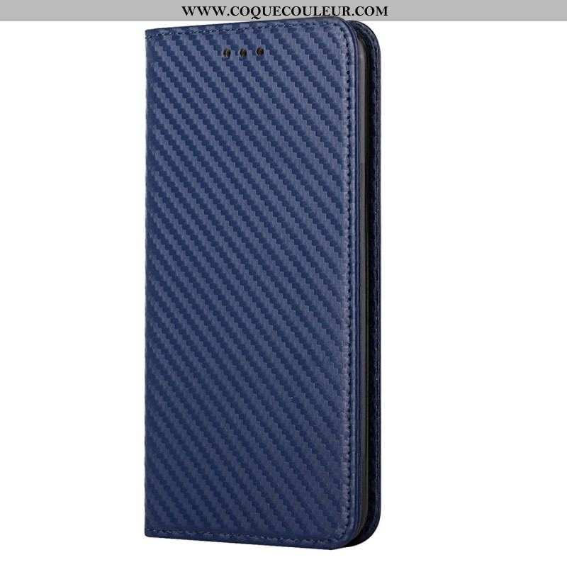 Flip Cover Samsung Galaxy S23 Plus 5G Style Fibre Carbone à Lanière