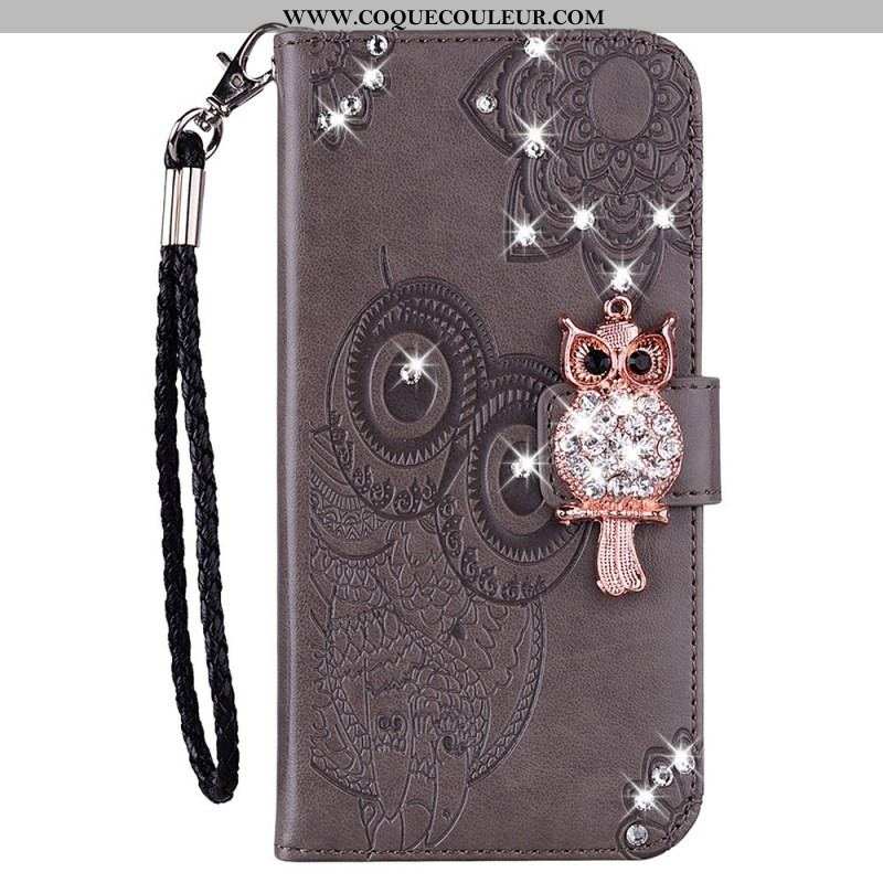 Housse Samsung Galaxy S23 Ultra 5G Hibou Mandala et Breloque