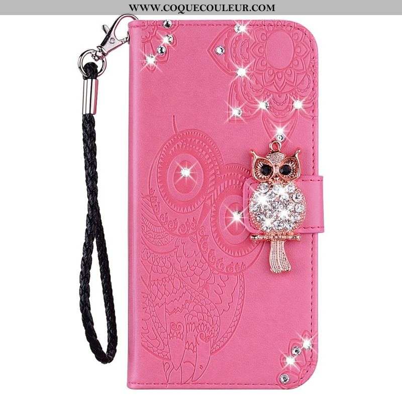 Housse Samsung Galaxy S23 Ultra 5G Hibou Mandala et Breloque