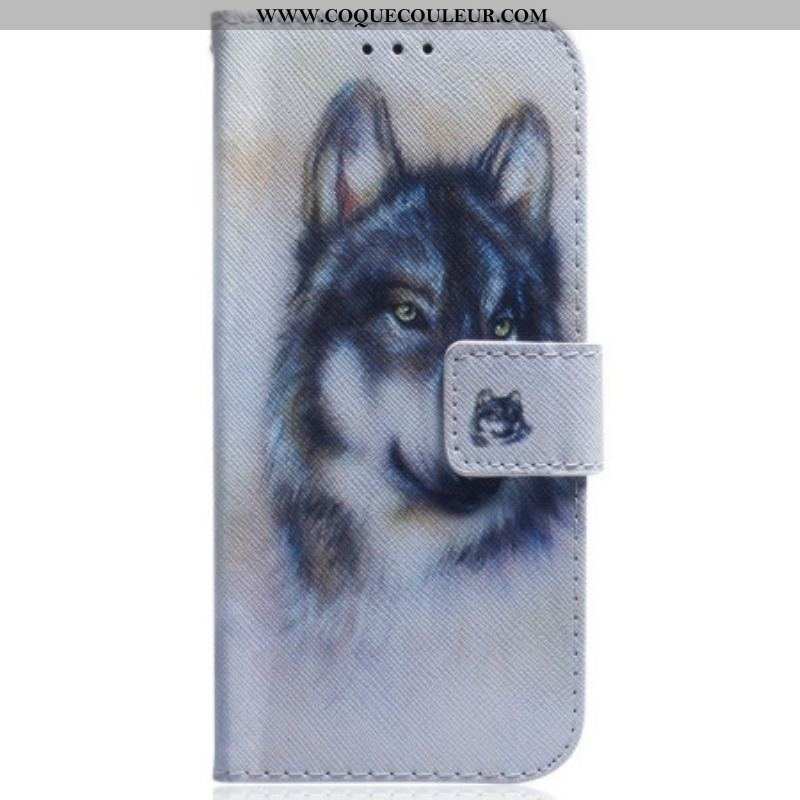 Housse Samsung Galaxy S23 Ultra 5G Loup Aquarelle