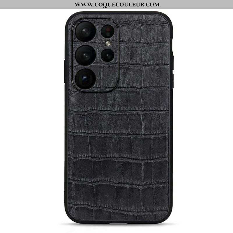 Coque Samsung Galaxy S23 Ultra 5G Véritable Cuir Style Crocodile