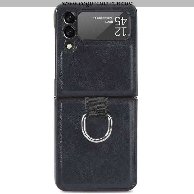 Coque Samsung Galaxy Z Flip 3 5G Style Cuir Vintage avec Anneau