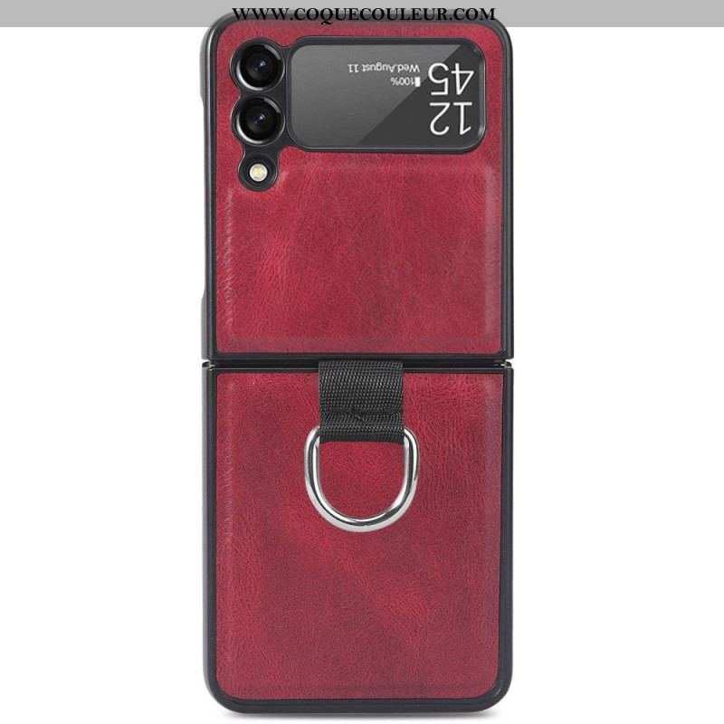 Coque Samsung Galaxy Z Flip 3 5G Style Cuir Vintage avec Anneau