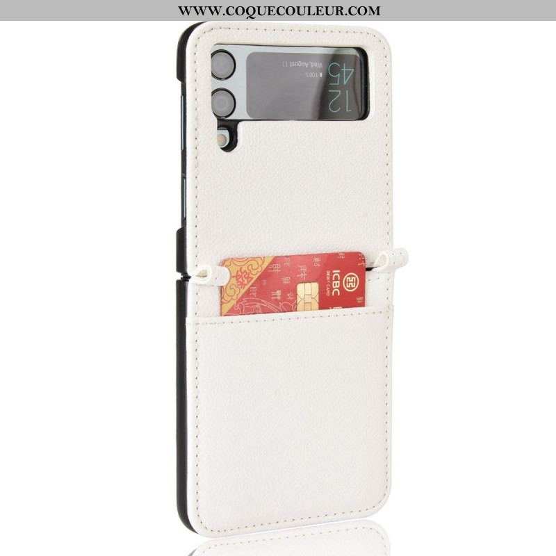 Coque Samsung Galaxy Z Flip 3 5G Style Cuir Litchi Porte-Carte