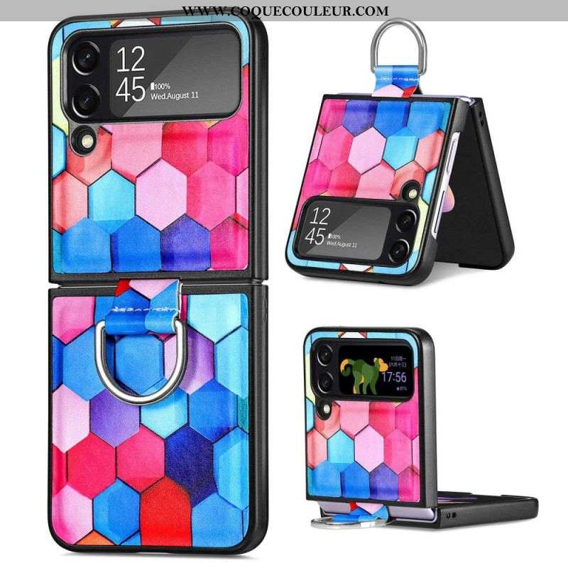 Coque Samsung Galaxy Z Flip 4 Fantaisie avec Anneau CASENEO