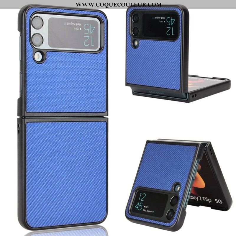 Coque Samsung Galaxy Z Flip 4 Effet Cuir Texture Fibre Carbone