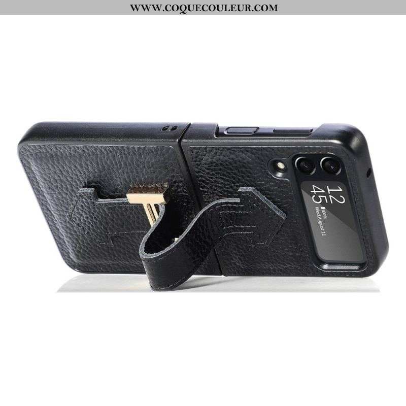 Coque Samsung Galaxy Z Flip 4 Cuir et Breloques