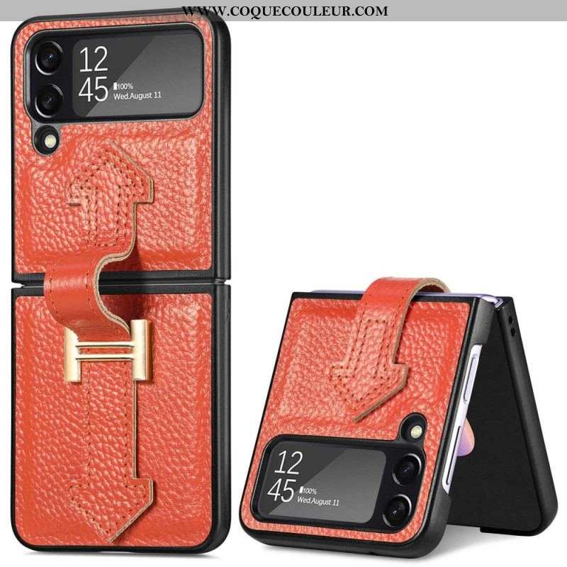 Coque Samsung Galaxy Z Flip 4 Cuir et Breloques