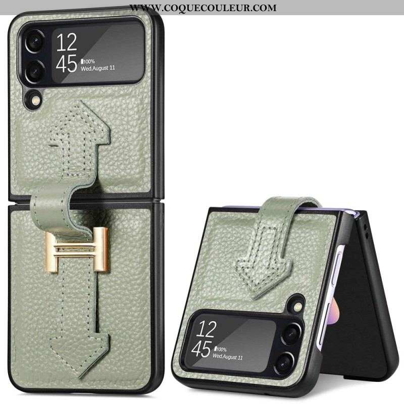 Coque Samsung Galaxy Z Flip 4 Cuir et Breloques