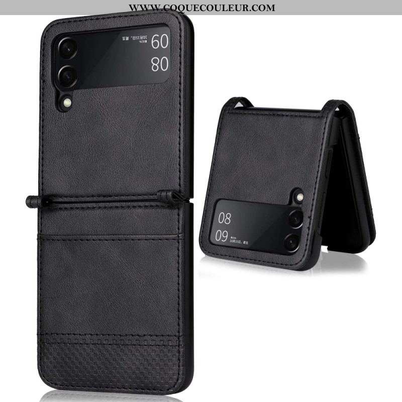 Coque Samsung Galaxy Z Flip 4 Style Cuir Vintage Porte-Carte