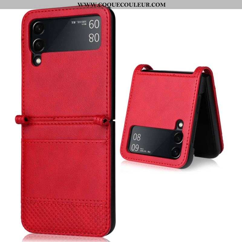 Coque Samsung Galaxy Z Flip 4 Style Cuir Vintage Porte-Carte