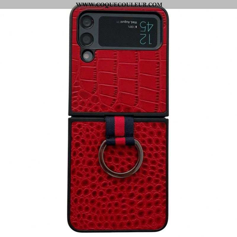 Coque Samsung Galaxy Z Flip 4 Style Crocodile et Anneau