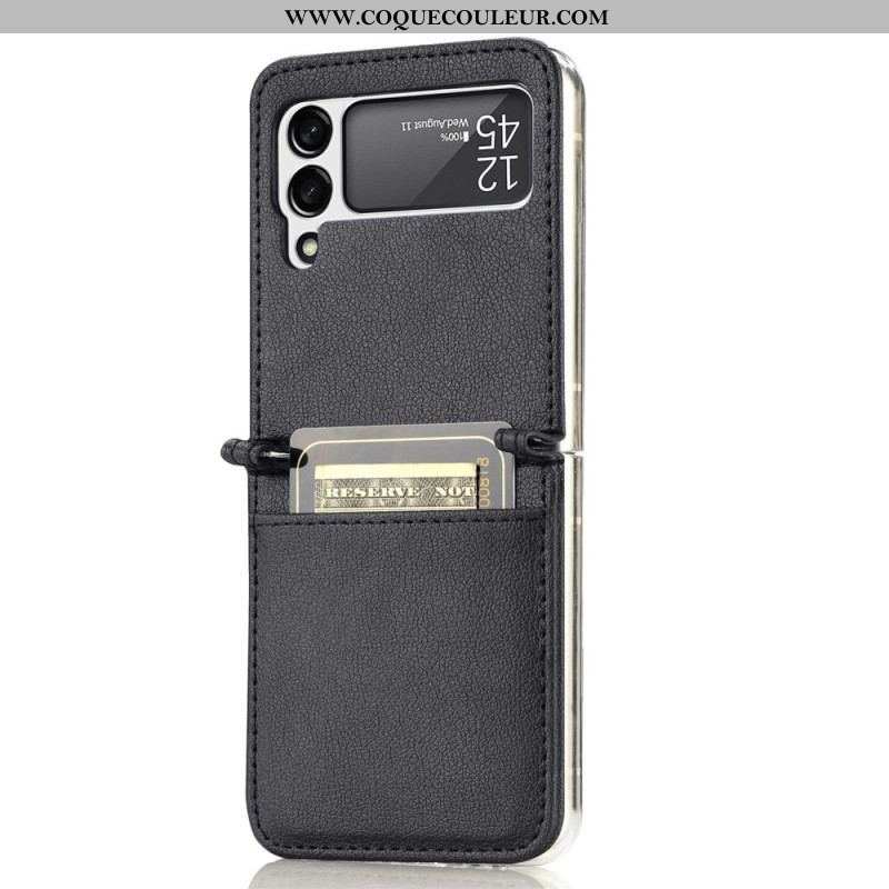 Coque Samsung Galaxy Z Flip 4 Style Cuir Litchi Porte-Carte