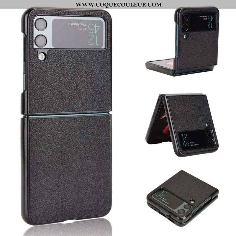 Coque Samsung Galaxy Z Flip 4 Texture Cuir Litchi