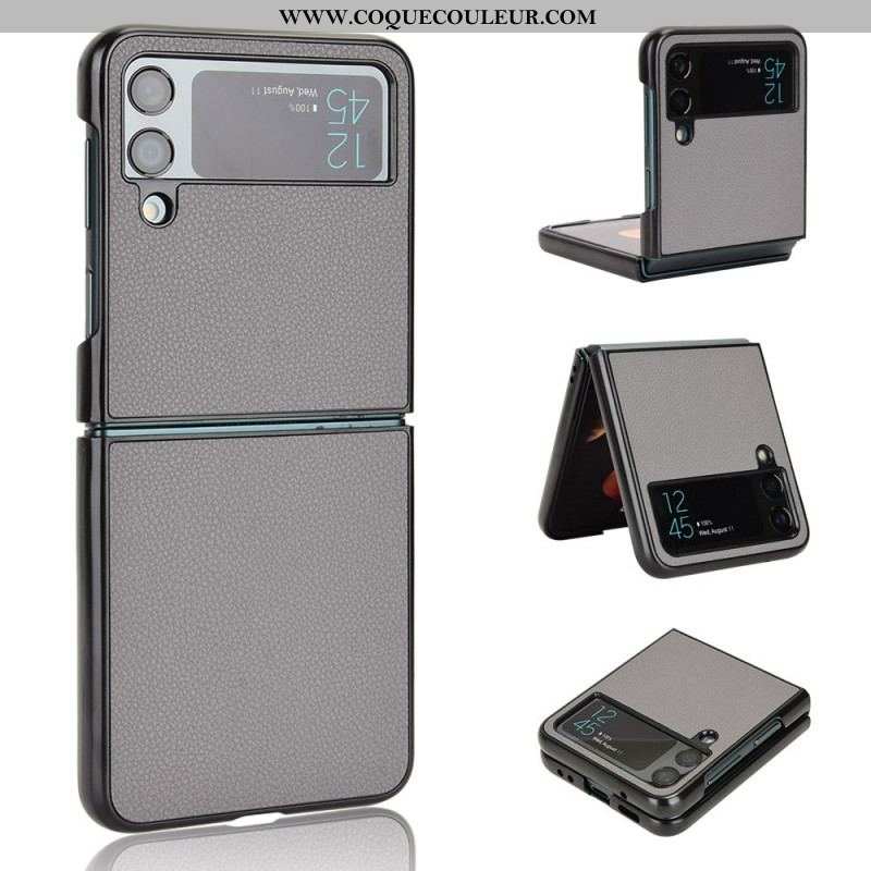 Coque Samsung Galaxy Z Flip 4 Texture Cuir Litchi