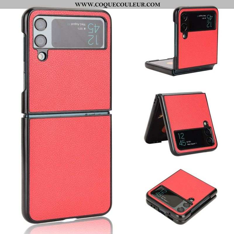 Coque Samsung Galaxy Z Flip 4 Texture Cuir Litchi