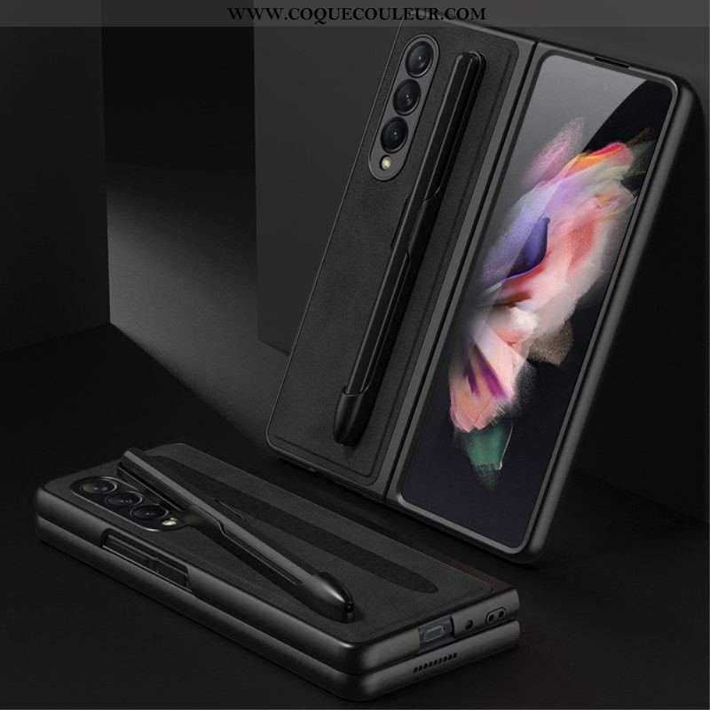 Coque Samsung Galaxy Z Fold 3 5G Effet Cuir Porte-Stylet GKK