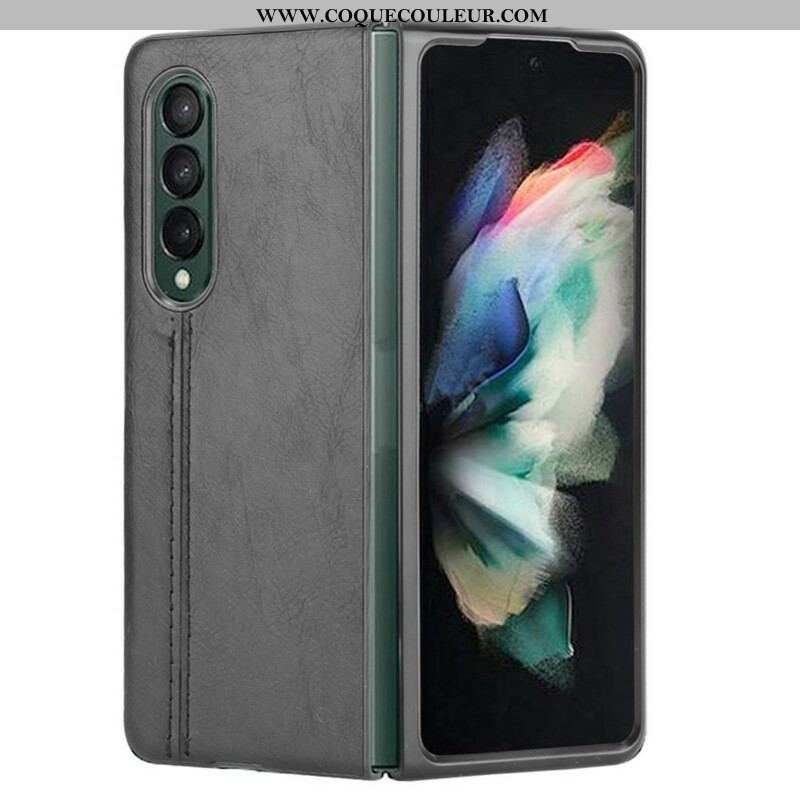 Coque Samsung Galaxy Z Fold 3 5G Effet Cuir Couture