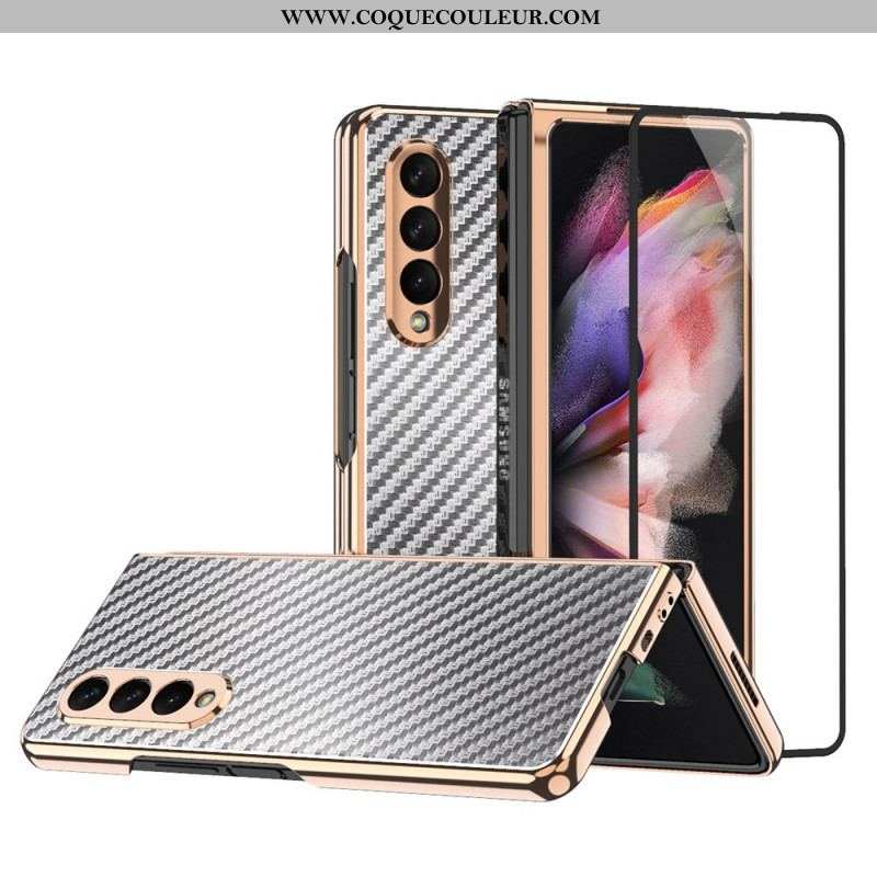 Coque Samsung Galaxy Z Fold 3 5G Fibre Carbone avec Protecteur Écran