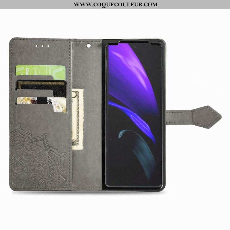 Housse Samsung Galaxy Z Fold 4 Mandala Moyen Âge à Lanière