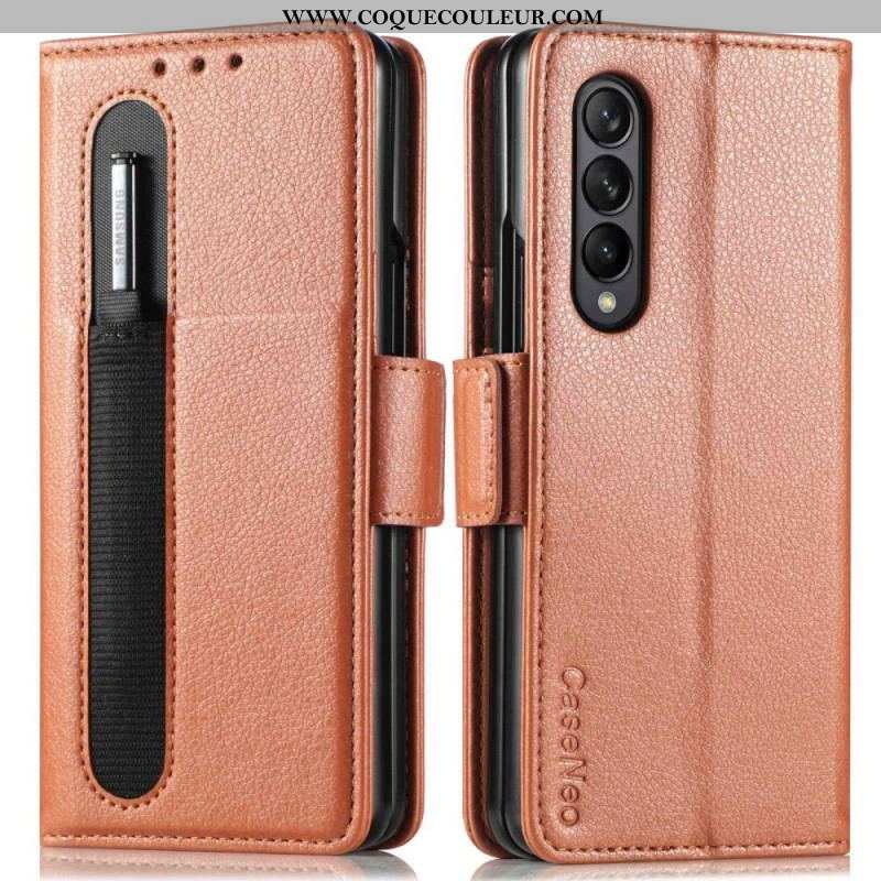 Housse Samsung Galaxy Z Fold 4 CASENEO Simili Cuir Litchi Fente à Stylet