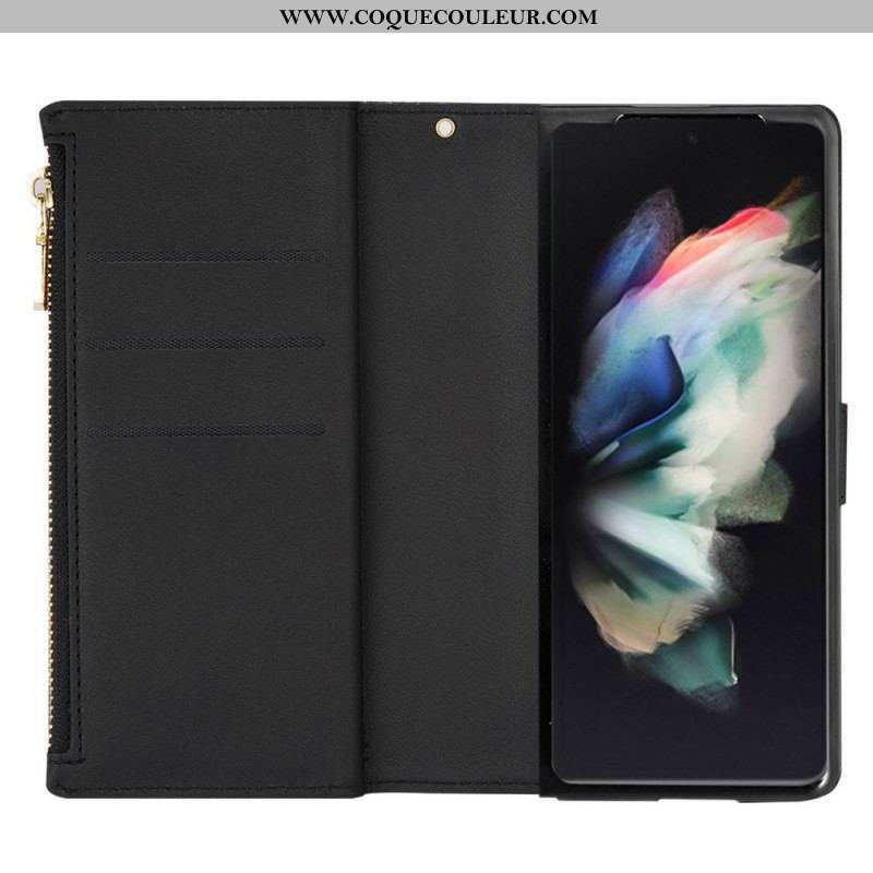 Housse Samsung Galaxy Z Fold 4 Ultra Pailletée avec Lanière