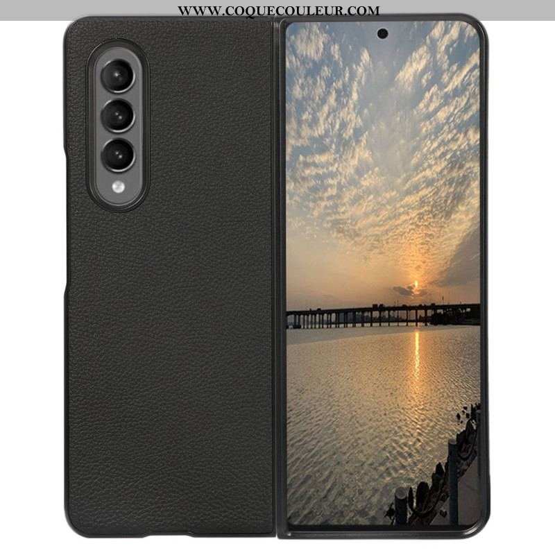 Coque Samsung Galaxy Z Fold 4 Simili Cuir Litchi Effet Rétro